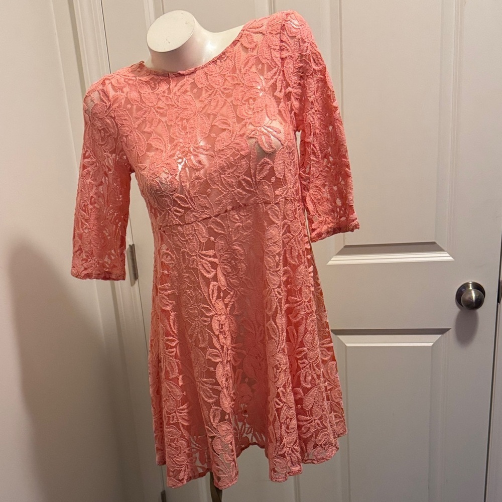 Free People Coral Lace Dress